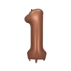 Grand ballon numéro 1 en aluminium marron chocolat 40 pouces pour fête d'anniversaire