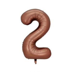 Ballon chiffre 2 en aluminium marron chocolat 40 pouces pour décoration anniversaire