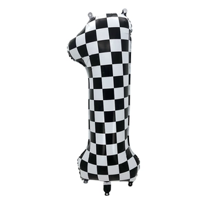 40 inch checkered racing number 1 foil balloon for boy's first birthday party decoration