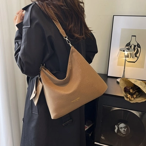 Camel faux suede tote bag with adjustable strap and mini coin purse hanging charm