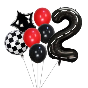 Decorazioni per Feste di Compleanno a Tema Corsa Palloncino Numero Pista in Alluminio Palloncini a Scacchi e Lattice