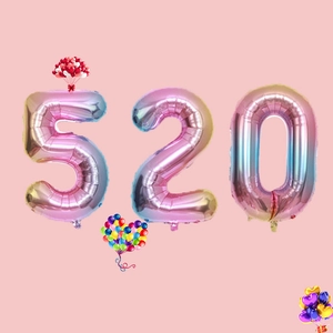 32-Zoll Regenbogen-Gradient 520 Zahlen-Folienballons für Hochzeits- und Geburtstagsdeko