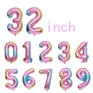 32 Zoll Regenbogen Farbverlauf Zahlenballons 0-9 Set mit metallischem Glanz für Partys