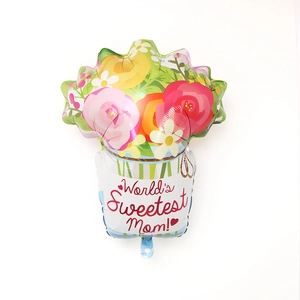 Folienballon in Vasenform zum Muttertag mit World's Sweetest Mom Aufschrift