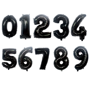 Ballons chiffres 0-9 noirs brillants de 32 pouces pour décorations de fête d'anniversaire