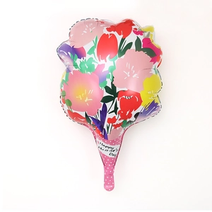 Muttertag Folienballon in Blumenstrauß-Optik mit bunten Blumen und rosa gepunktetem Design