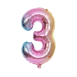 32 Zoll Regenbogen Farbverlauf Nummer 3 Folienballon mit Metallic-Glanz für Geburtstage