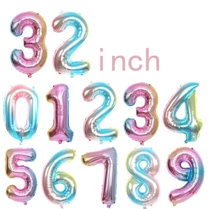 Gradient Regenbogen Zahl Folienballons Für Geburtstag Party Dekoration Große Aluminium Mylar Ballon Jubiläum Feier Dekor