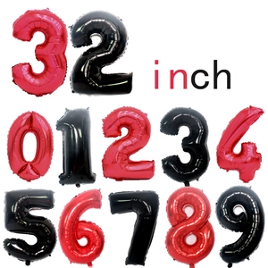 Ballons en Aluminium à Grands Chiffres 32 Pouces 0-9 Rouge Noir Film d'Aluminium Métallisé Mylar pour Décorations de Fête d'Anniversaire Mariage Célébration