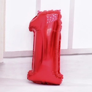 Ballon chiffre 1 en aluminium rouge éclatant pour célébration de premier anniversaire