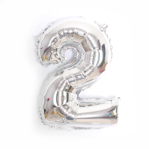 32-inch metallic silver number 2 foil balloon for birthday party decorations