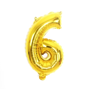 Golden 32-inch number 6 foil balloon with metallic finish for birthday party decorations