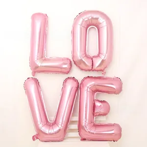 Pink metallic aluminum foil LOVE letter balloons for romantic proposal decoration