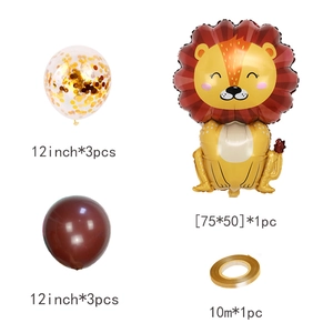 Löwen-Ballonset mit goldenen Pailletten- und braunen Latexballons für Kindergeburtstage