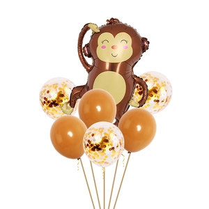 Affen-Folienballon mit braunen und goldenen Pailletten-Latexballons für Partydekorationen