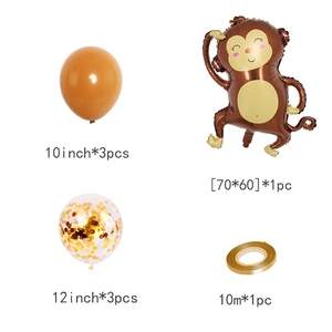 Affen-Party-Ballon-Set mit Folienaffe, braunen Latexballons und goldenen Pailletten