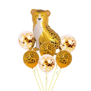 Leoparden-Folienballon-Set mit Fleckenmuster und goldenen Konfetti-Ballons zur Partydeko