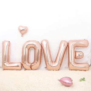 Rose gold LOVE letter balloons set with heart balloons for wedding party decoration