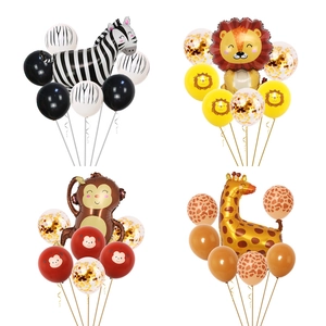 Wildtier-Ballonset mit Zebra Löwe Giraffe und Affe für Kindergeburtstagsparty-Deko