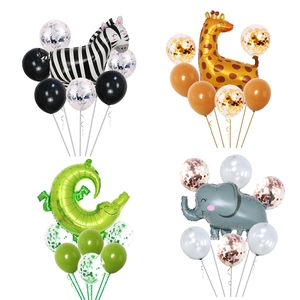 Folienballon Set Zeichentricktiere mit Zebra Löwe Giraffe für Kindergeburtstag Dekoration