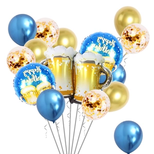 Prost Bierkrug Ballon Set Aluminiumfolie Latex Ballons Blau Gold Happy Birthday Party Dekoration Zubehör Für Hochzeit Event