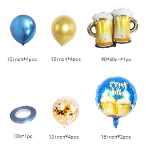 Partyballon-Set in Blau und Gold mit großem Bierkrug-Folienballon für Geburtstage