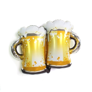 Goldenes Bierkrug-Folienballon-Set mit weißem Schaumdesign für Hochzeitsparty-Dekoration
