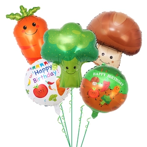 Ballons en Aluminium Légumes de Dessin Animé Brocoli Pomme de Terre Carotte Champignon Visage Souriant Décoration Anniversaire