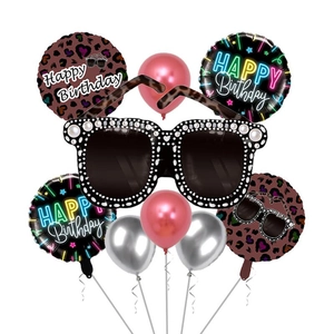 Set di Palloncini per Decorazioni Festa di Compleanno Occhiali da Sole Leopardati Palloncini in Film di Alluminio Adulti