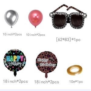 Set festa occhiali leopardati con palloncini metallizzati e nastro decorativo da 10m