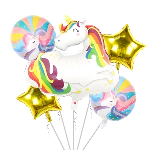Set di Palloncini in Alluminio Unicorno per Decorazione Festa di Compleanno Bambini Cartone Animato Unicorno Astronauta Stelle
