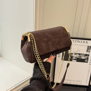 Borsa a Tracolla in Pelle PU Retrò da Donna Texture Scamosciata Opaca Catena Piccola Borsa a Cuscino Quadrata Cuciture Minimaliste
