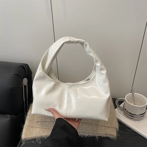 Grand Sac Cabas en Cuir Verni pour Femmes Rétro Minimaliste Hobo Sac à Bandoulière pour Bureau Déplacement Voyage Shopping