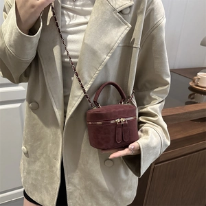 Chic burgundy diamond lattice quilted mini box bag with gold chain strap for women