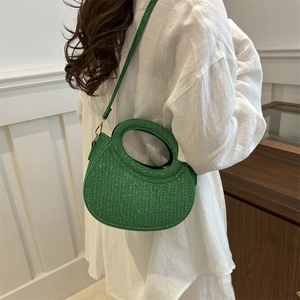 Mini sac à main pailleté vert avec poignée ronde et bandoulière pour les femmes
