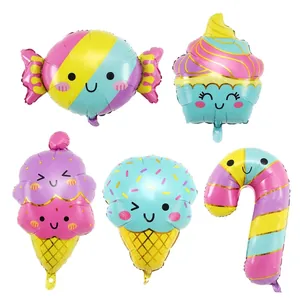 Ballons en Film d'Aluminium Dessert de Dessin Animé Souriant Bonbon Mignon Crème Glacée Cupcake pour Anniversaire Fête Noël