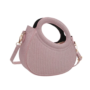 Sac à bandoulière rose scintillant avec poignée ronde et sangle réglable au design minimaliste