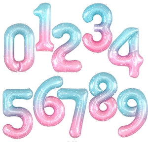 40-inch gradient starry sky number balloons with polka dots for birthday party decor