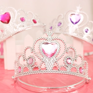 Prinzessin Diadem Krone mit rosa Herz Edelstein für Kinder Kostümpartys