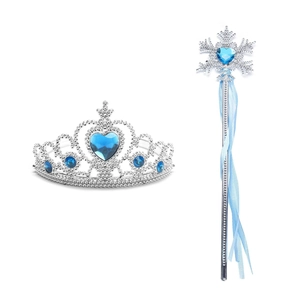 Prinzessin Tiara und Schneeflocken Zauberstab Set mit blauen Herz Edelsteinen