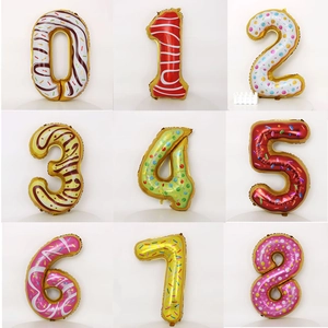 Ballon Chiffre Thème Beignet Film Aluminium Motif Dessert Décoration de Fête d'Anniversaire pour Enfants Accessoires de Fête
