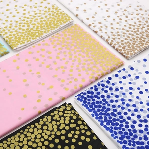 Thick waterproof rectangular party tablecloths with elegant metallic polka dot patterns