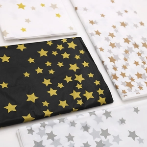 Thick rectangular party tablecloth with golden star patterns in various color combinations