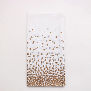 Thick rectangular tablecloth with gold gradient polka dots for birthday party decoration