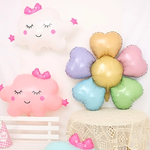 Kit de ballons marguerites en aluminium avec pétales en cœur macaron pour décor de fête