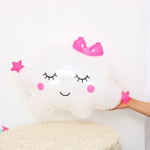 Ballon nuage en aluminium avec nœud rose et étoiles pour décoration de fête
