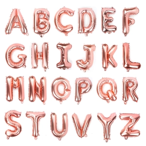 16 Inch English Letter Aluminum Foil Balloon Rose Gold Gold Silver Metallic Gloss Alphabet Balloon Party Decoration