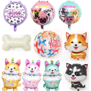 Ballons en Aluminium Forme Animal Chien Corgi Husky Décorations de Fête d'Anniversaire Cadeau Enfants Fournitures à Thème