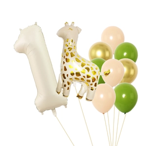 Set palloncini 1° compleanno con grande numero 1 crema e palloncino foil giraffa