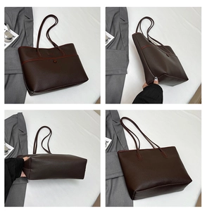 Detailansicht der dunkelbraunen Lychee-Ledertasche mit Fronttasche und Magnetverschluss